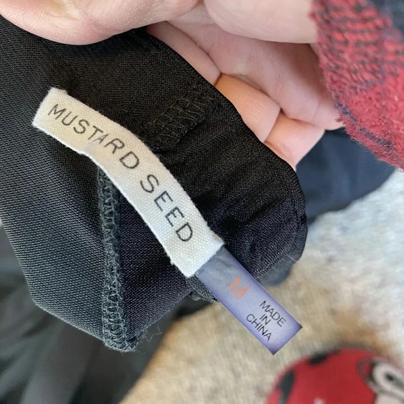 Mustard Seed Womens Sz M Jumpsuit Black Strap Sleeve Belted Stretch Goth Grunge - Picture 2 of 16